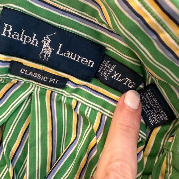 Polo Ralph Lauren classic fit green striped men’s dress shirt size extra large - Picture 4 of 4